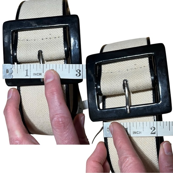 Oscar De La Renta Wm’s Wide Canvas Patent Black Leather Belt Sz XS/XXS main image 6